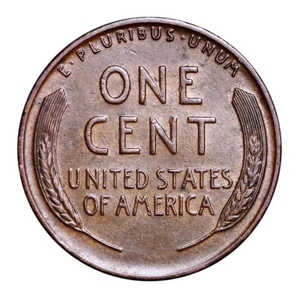 Reverse of a Lincoln Wheat cent showing the two wheat stalks