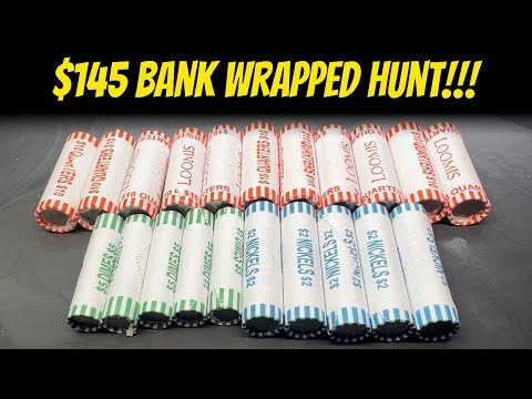 Bank-wrapped coin rolls ready for hunting