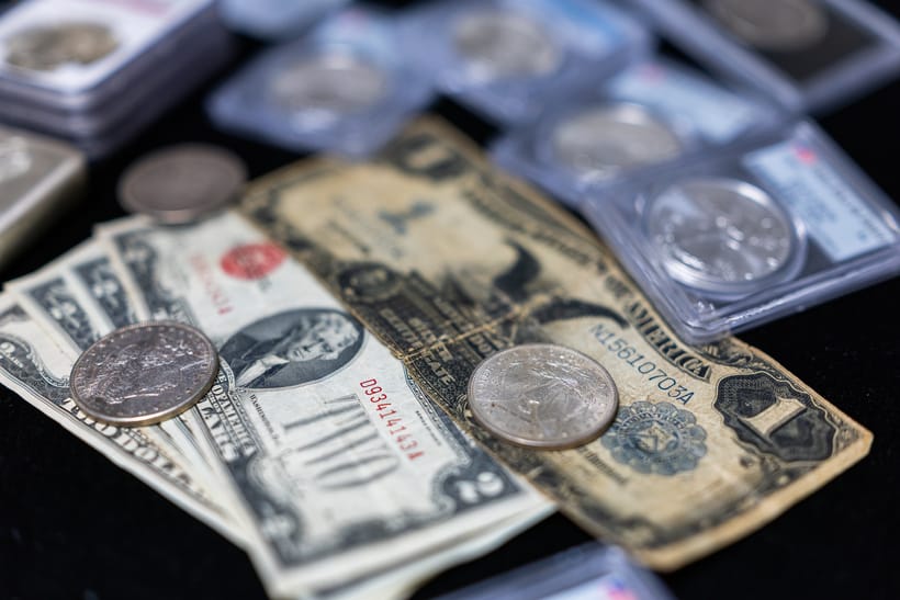 Rare silver dollars including Morgan and Peace dollars at Haven Coin and Jewelry in Hamden, CT